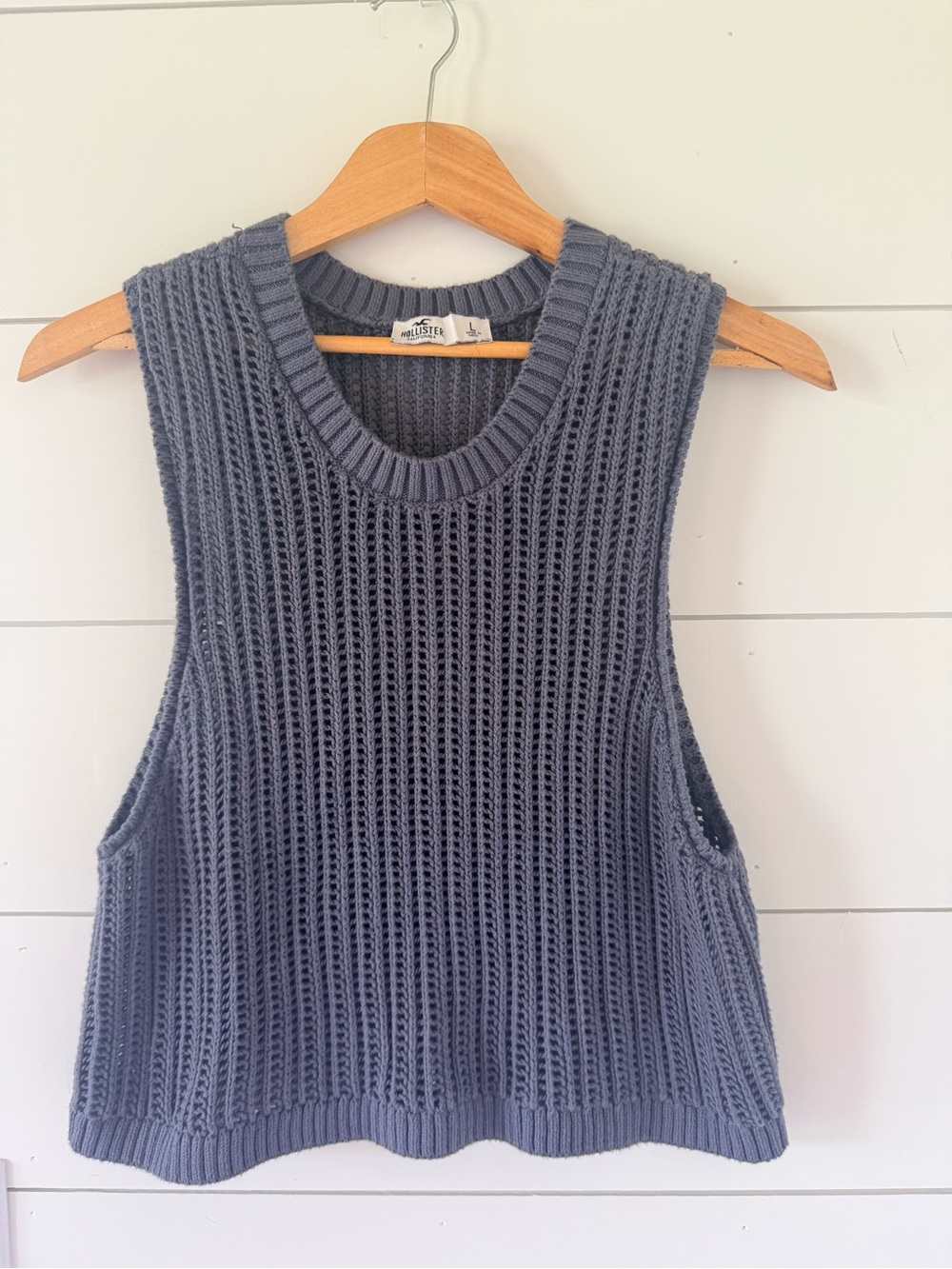 Hollister Chunky Open-Knit Sweater - Slate Gray